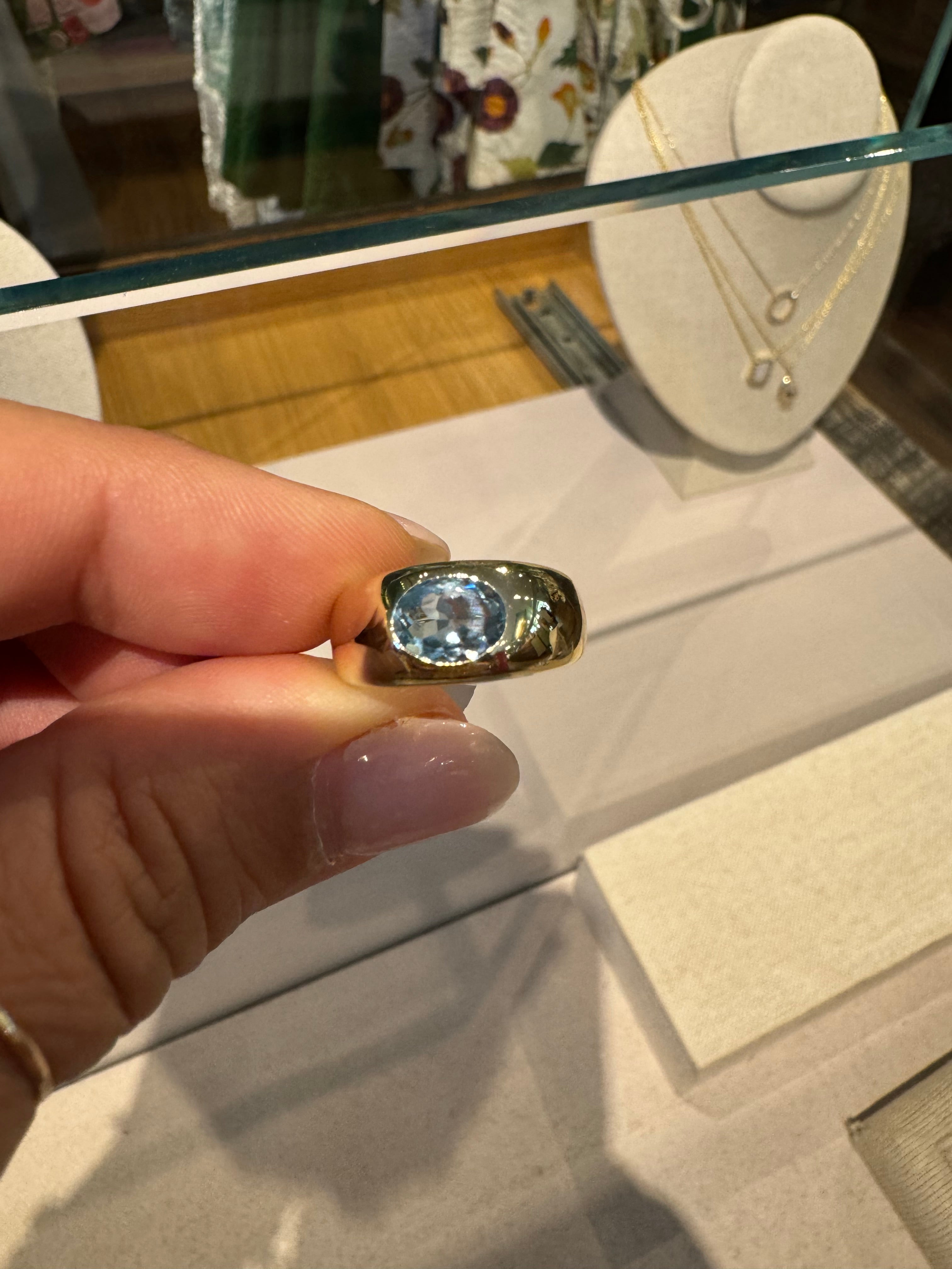 Custom Aquamarine Dome Ring