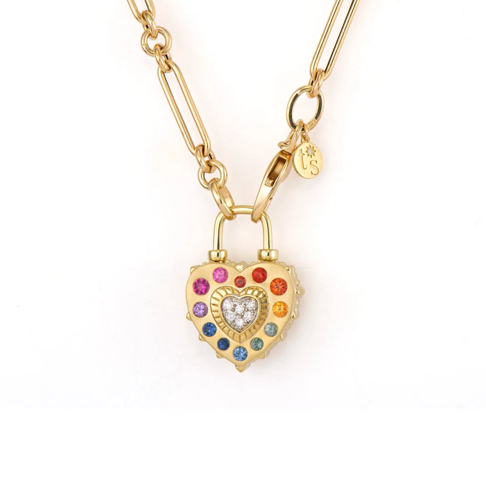 You Are Loved Double Sided Rainbow Heart Locket Pendant