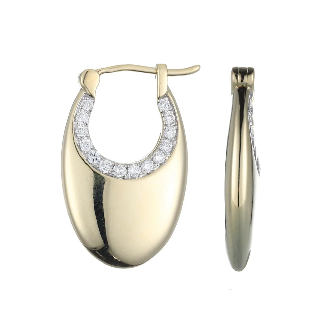 Lava Orbit Small Gold and Diamonds Hoops Earrings