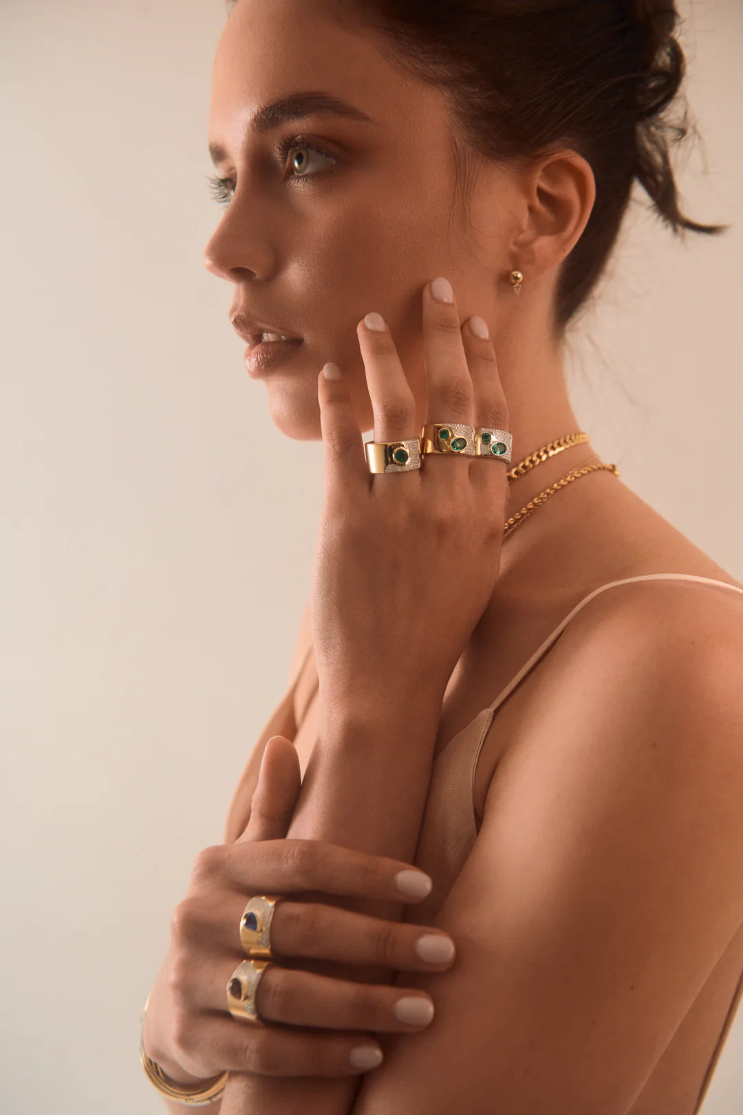 Lava Double Emerald Cocktail Ring