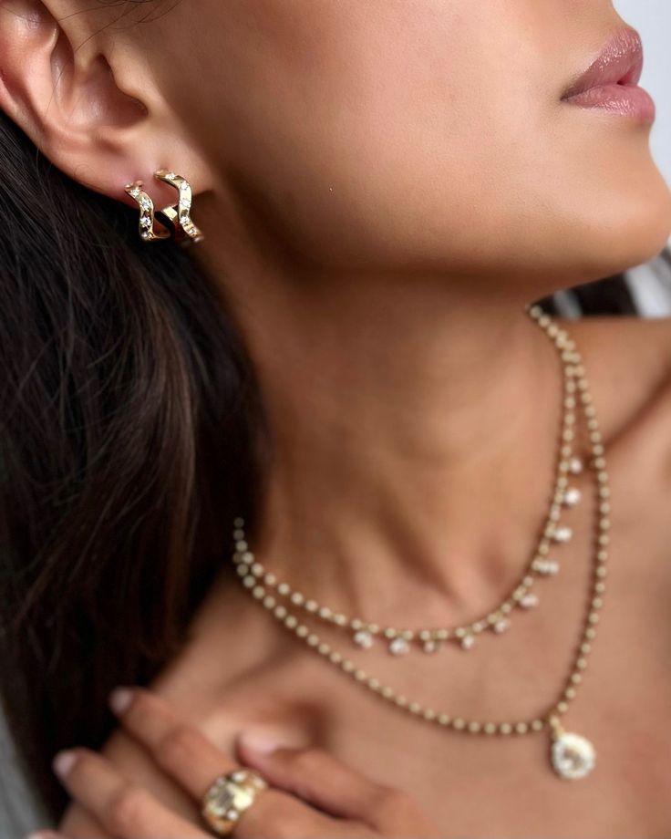 Anniversary Medium Diamond Wave Hoops