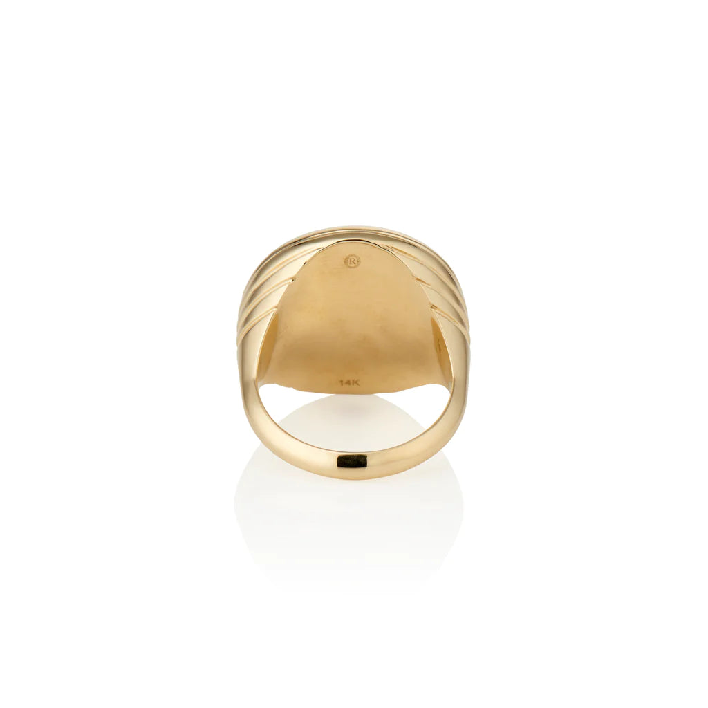 Pink Opal & Tourmaline Compass Signet Ring