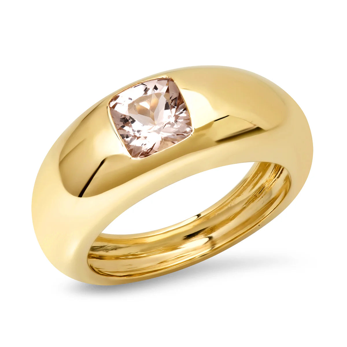 14K Yellow Gold Morganite Gypsy Dome Ring