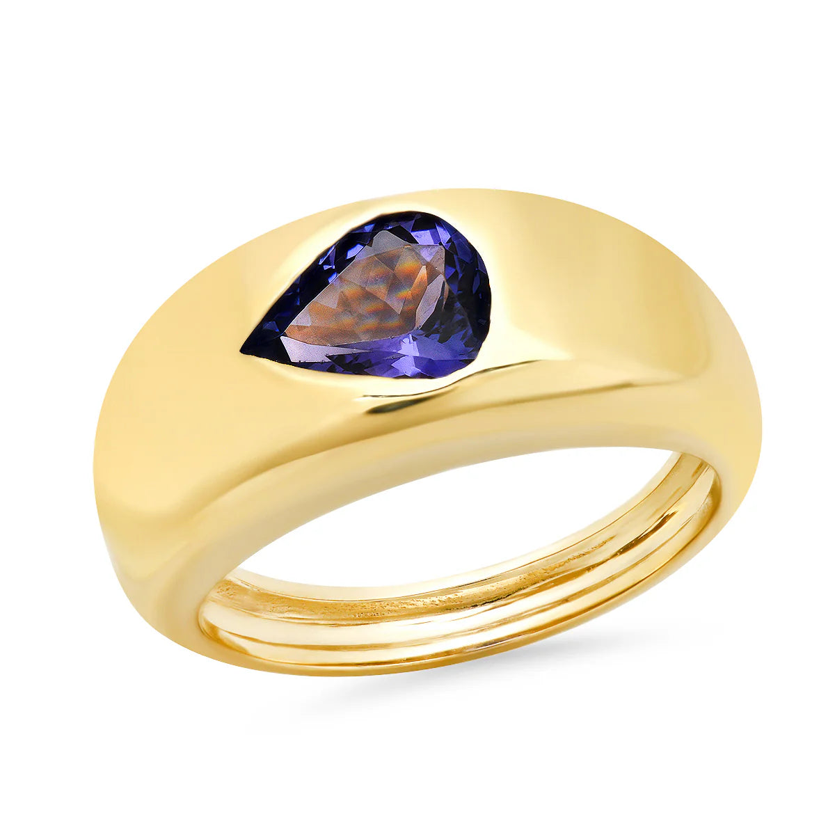 14K Yellow Gold Tanzanite Gypsy Ring