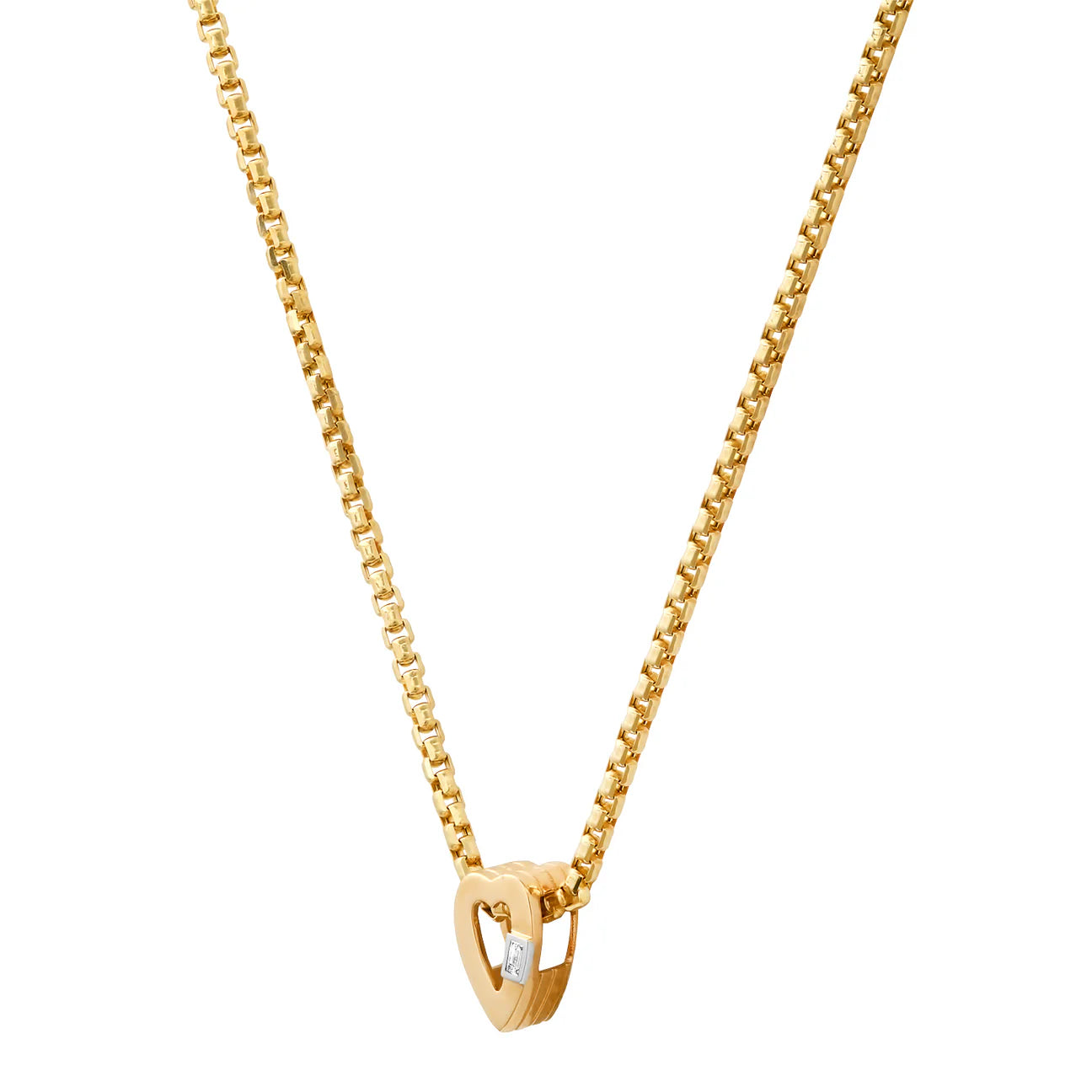 Slide-On Ribbed Mini Heart Necklace