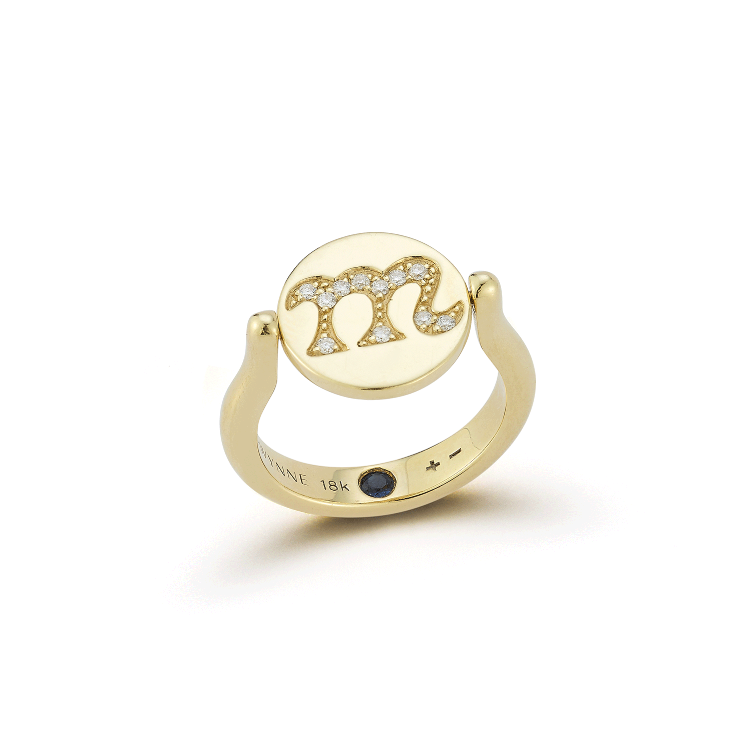 Love Notes Personalized Diamond Pinky Flip Signet Ring