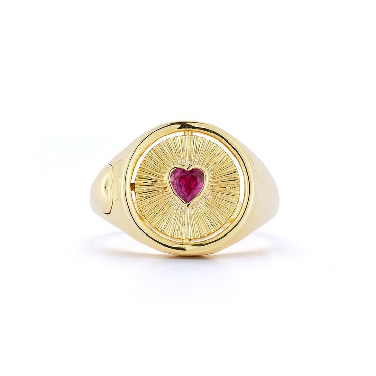 Love Notes Je T'aime Ruby Flip Signet Ring