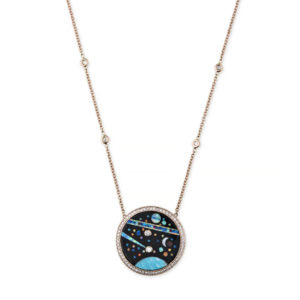 Pave Diamond Galaxy Inlay Necklace