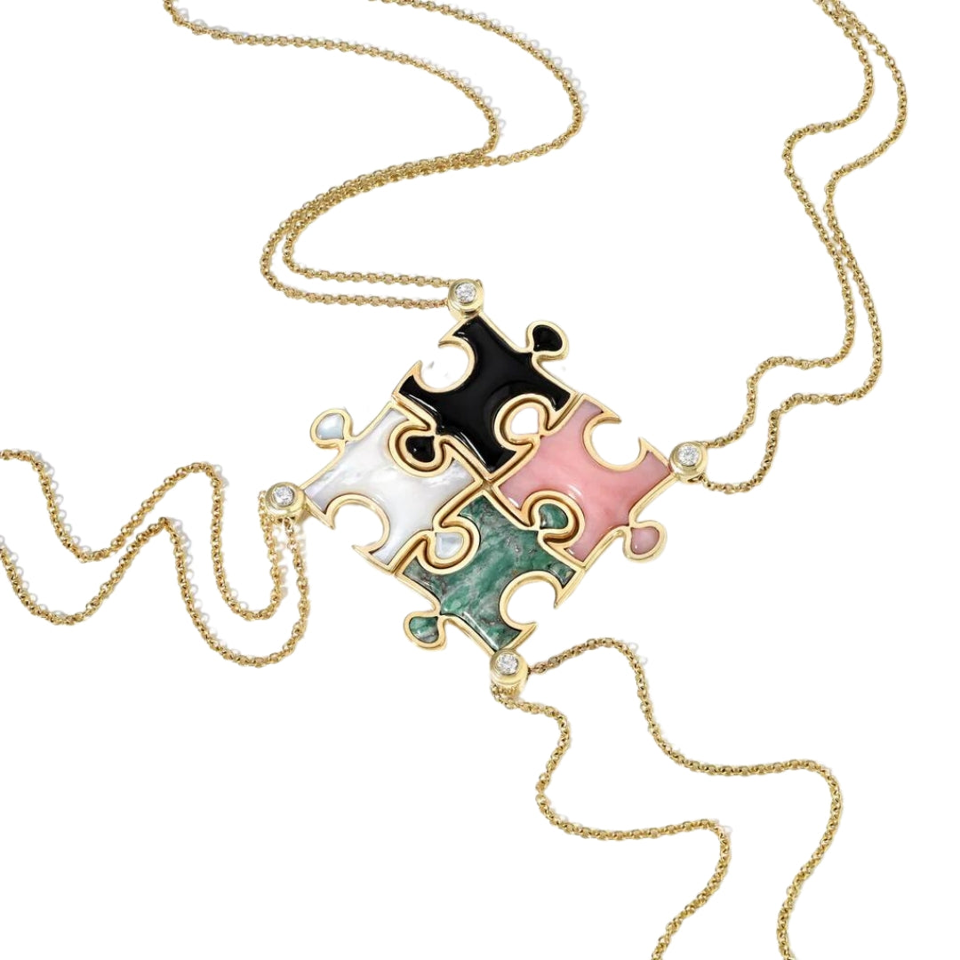 Black Onyx Inlay Impetus Puzzle Necklace