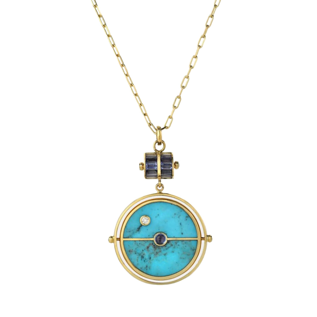 Turquoise & Tanzanite Grandfather Compass Pendant