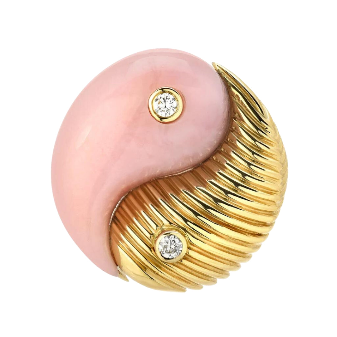 Pink Opal Yin Yang Ring