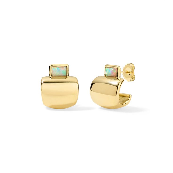 Cowbell Earring Small Opal