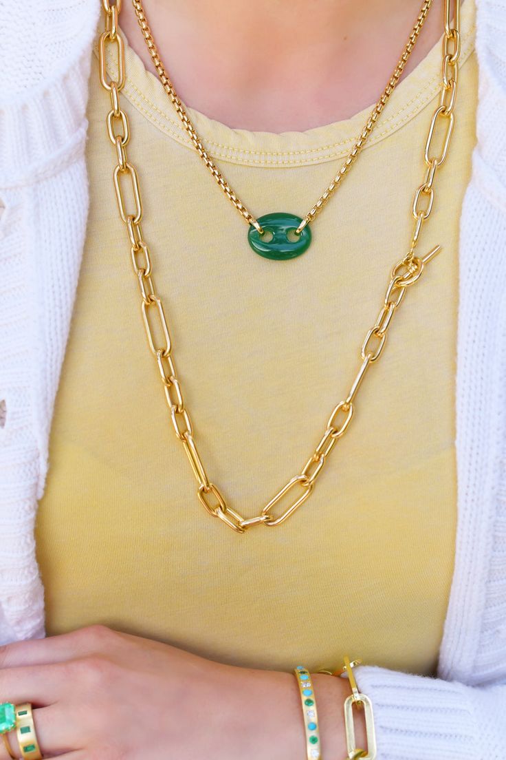 Single Stone Mariner Box Link Necklace