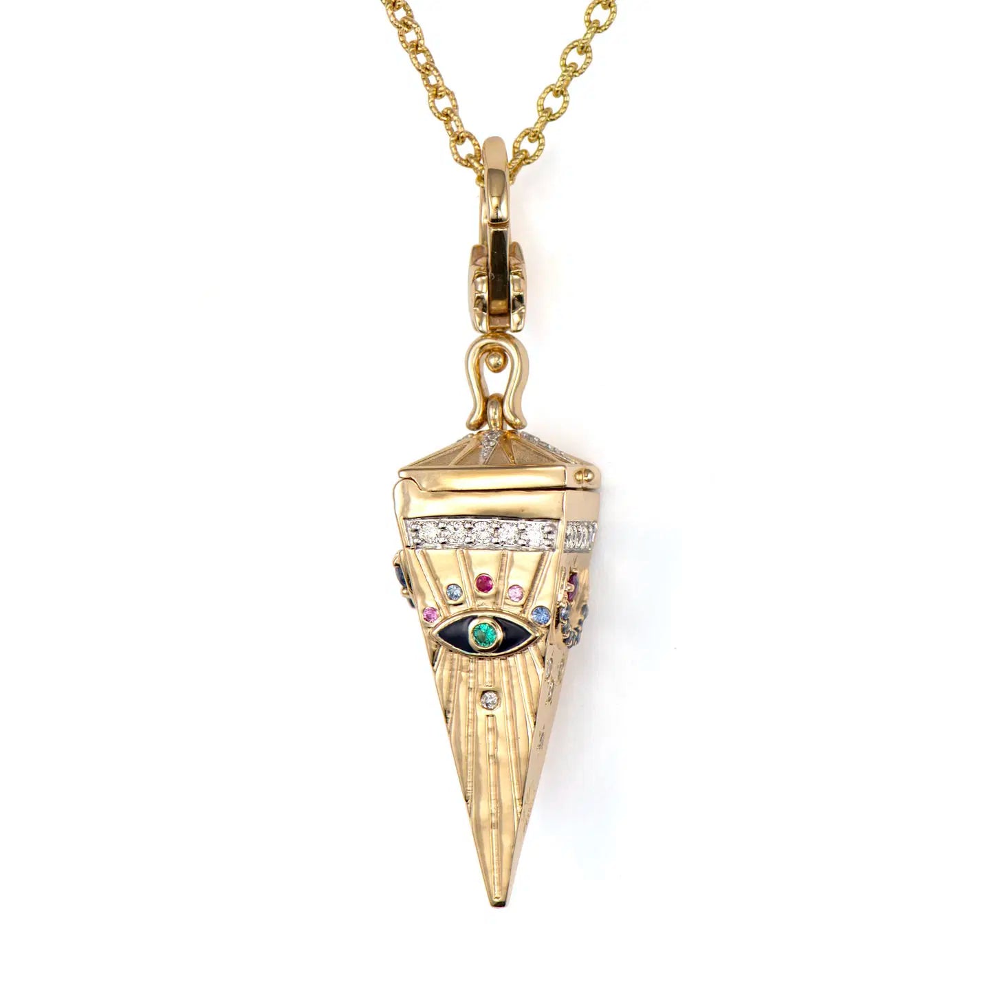 Four-Sided Pendulum Evil Eye Locket Pendant