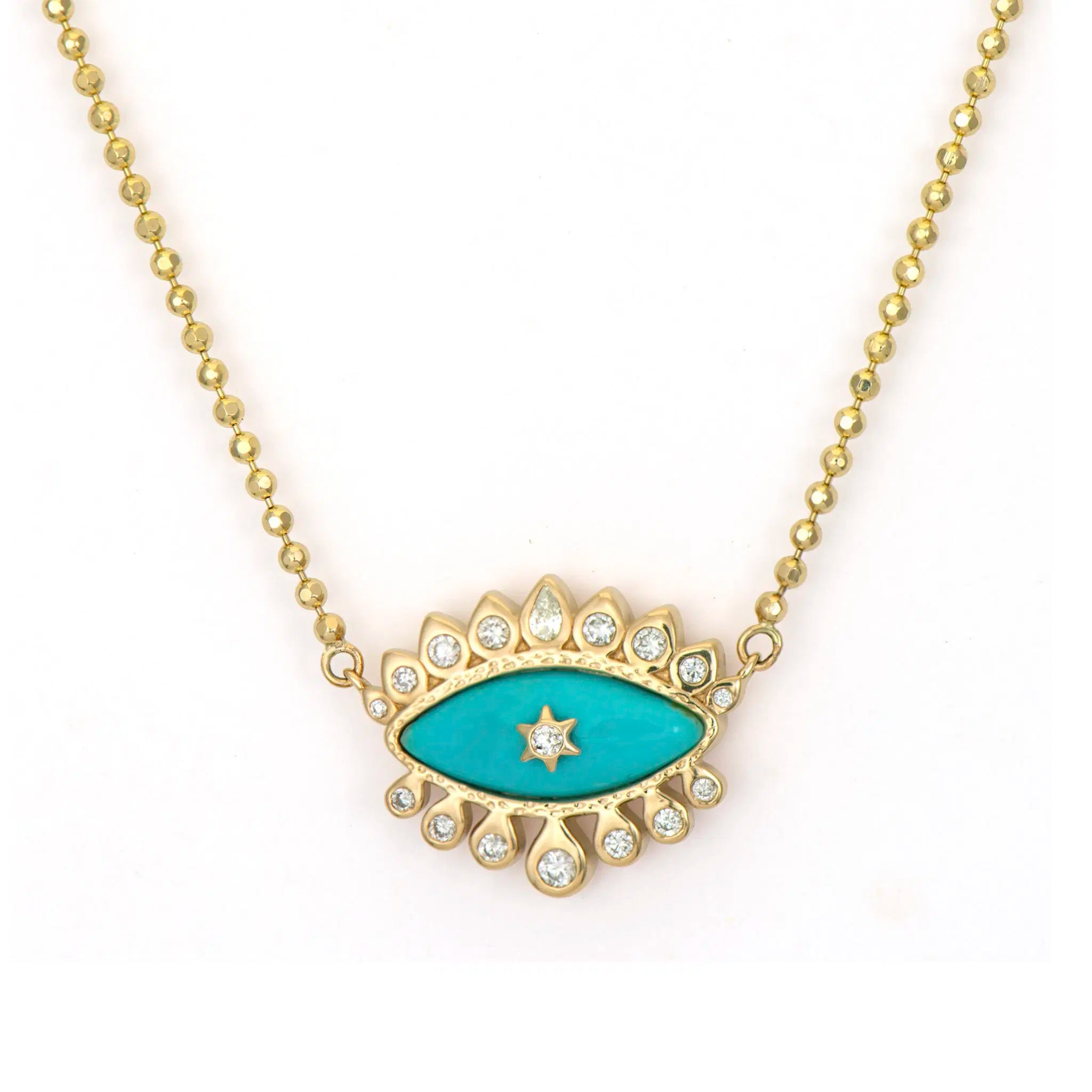 Bejeweled Double Sided Evil Eye Necklace