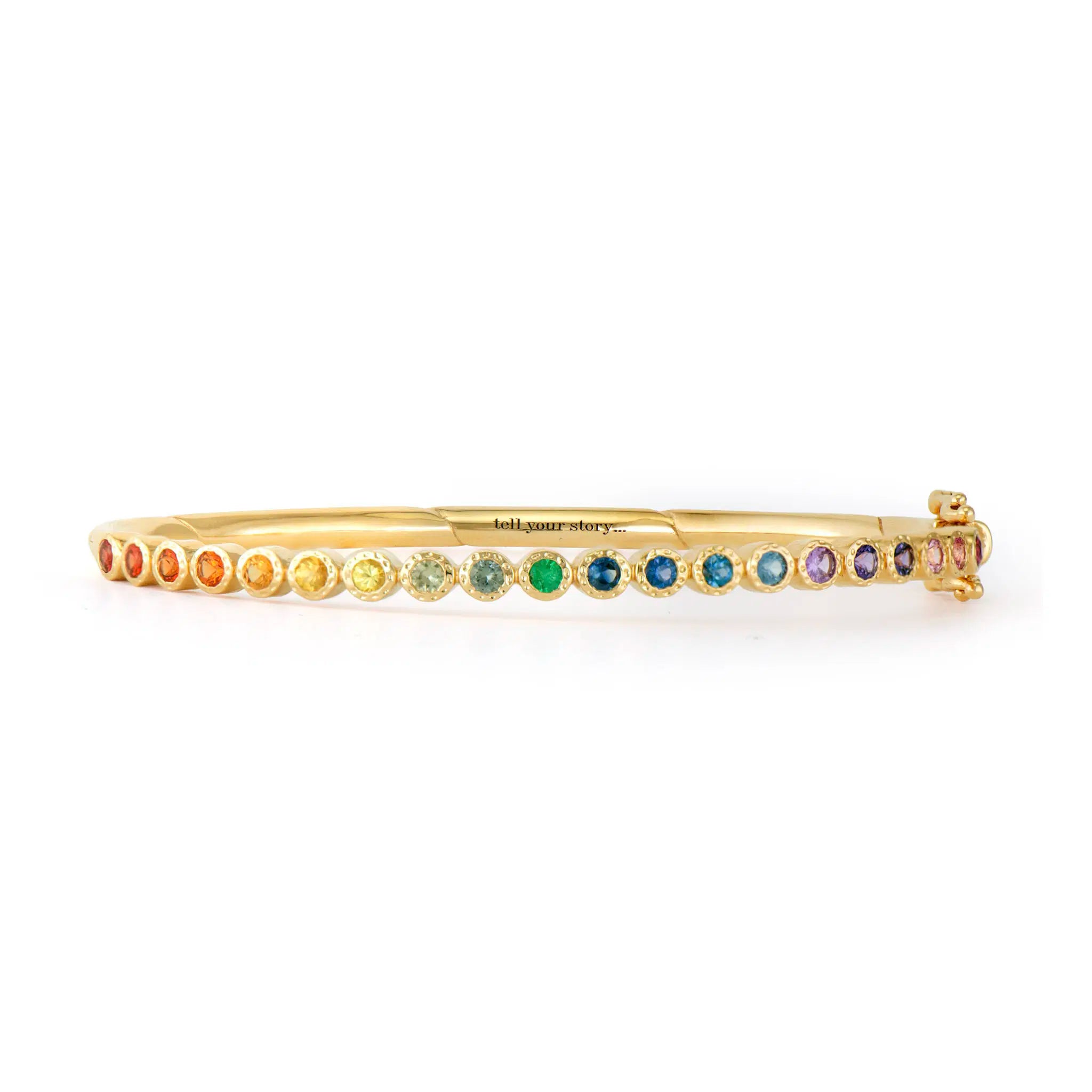 Classic Bezel Set Rainbow Sapphire Bangle