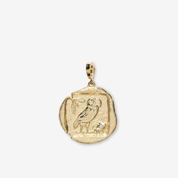 Owl of Athena Small Diamond Coin Charm