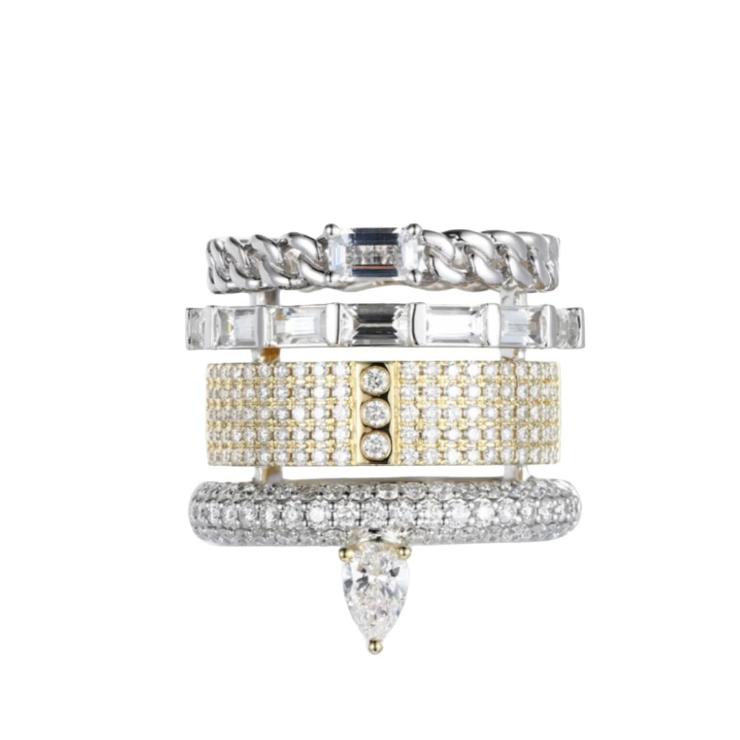 Mixed Metals Typestack Pave Diamond Band