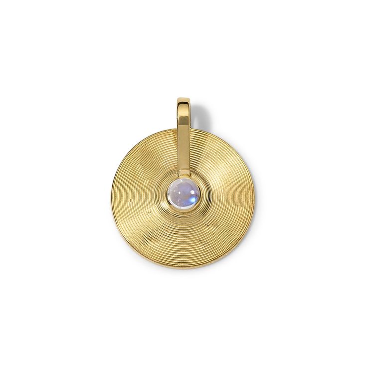 Cymbal Pendant Small in Rainbow Moonstone