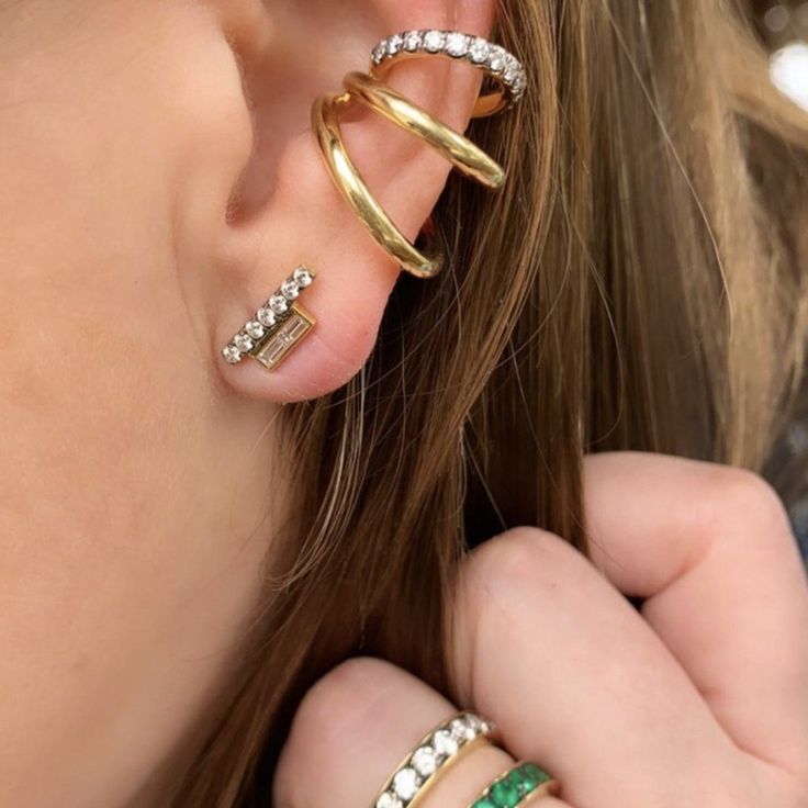 Prive Triple Ear Cuff with Single Pave Diamond Row