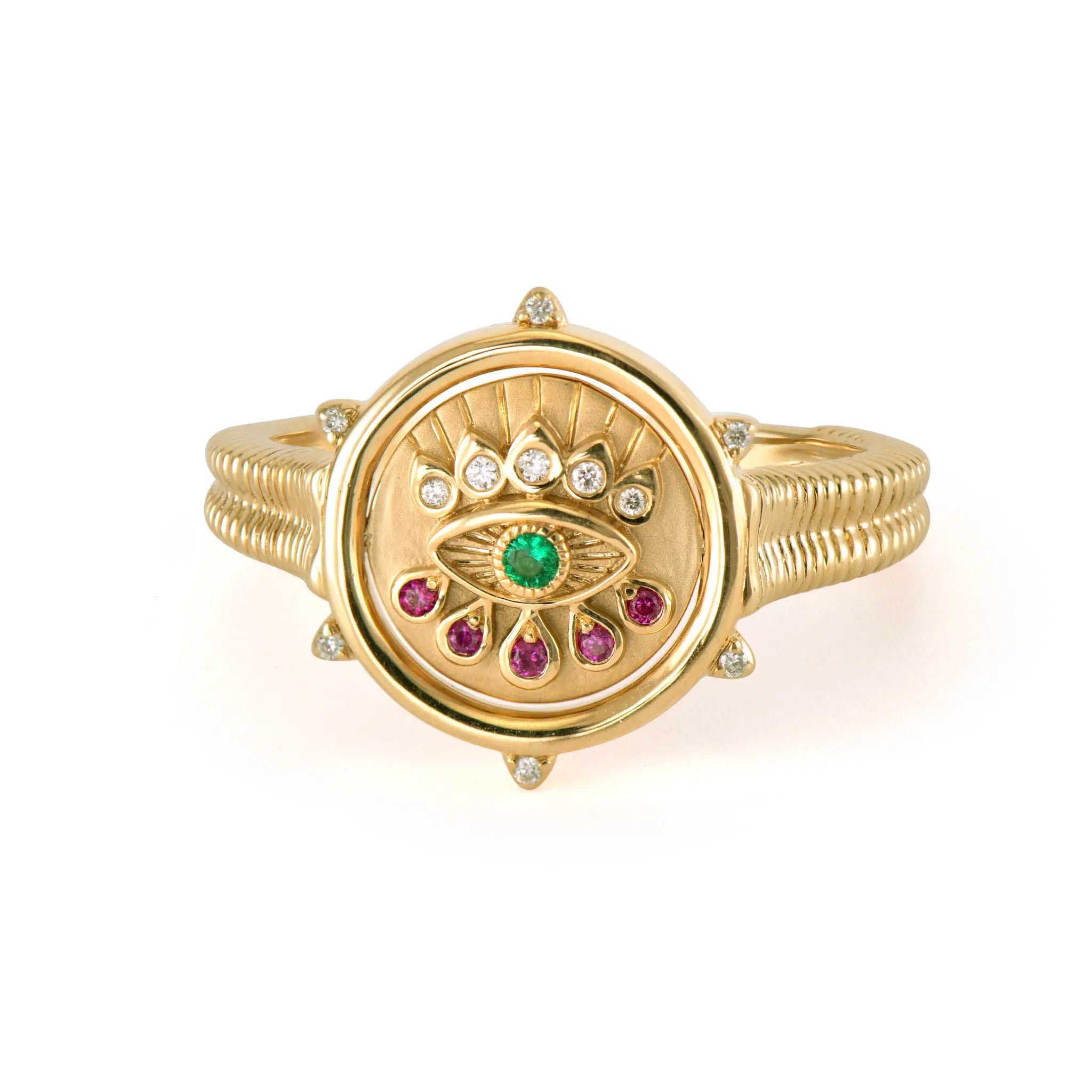 Hamsa and Evil Eye Double Sided Flip Ring