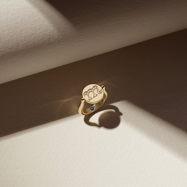 Love Notes Personalized Diamond Pinky Flip Signet Ring