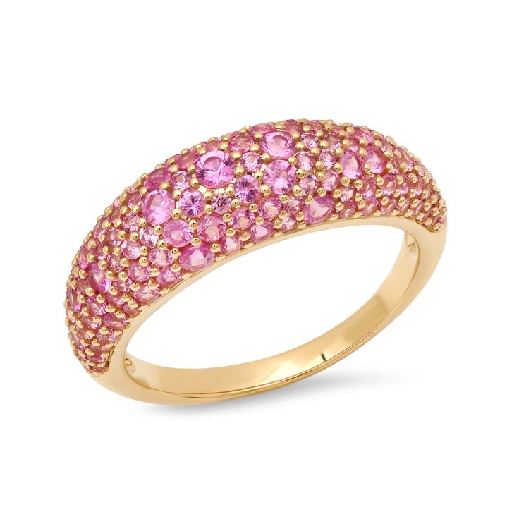 Pink Sapphire Crescent Domed Ring