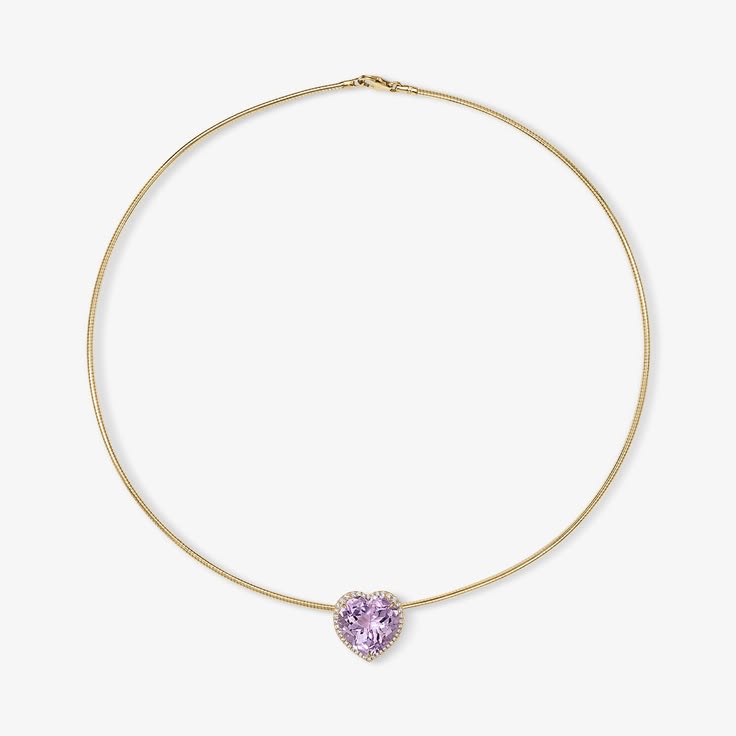 Rose De France Heart Button Pendant on Omega Chain