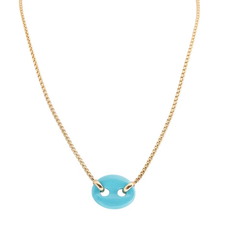 Single Stone Mariner Box Link Necklace