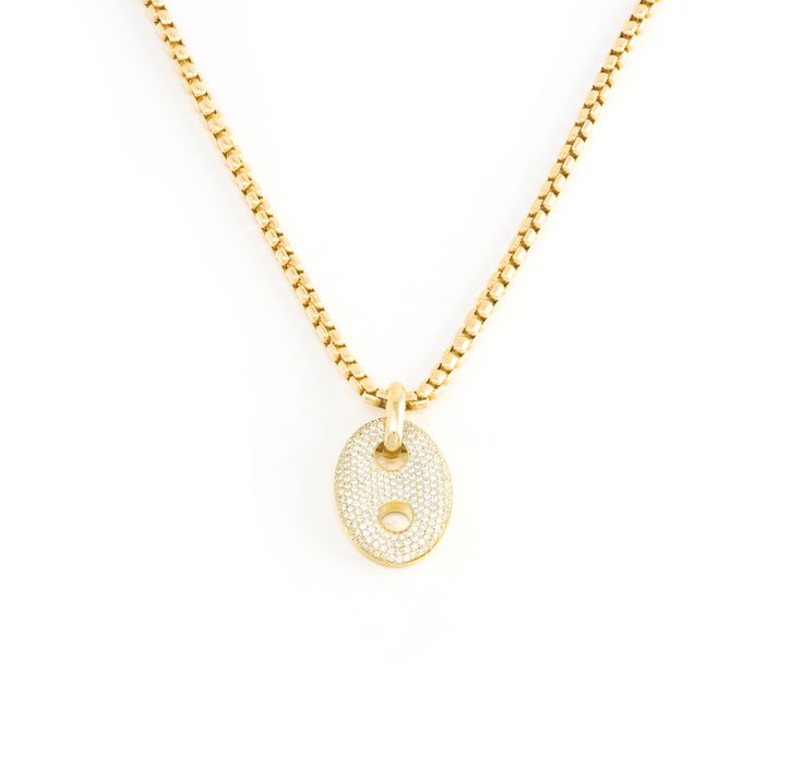 Vertical Pave Diamond Mariner Box Link Necklace