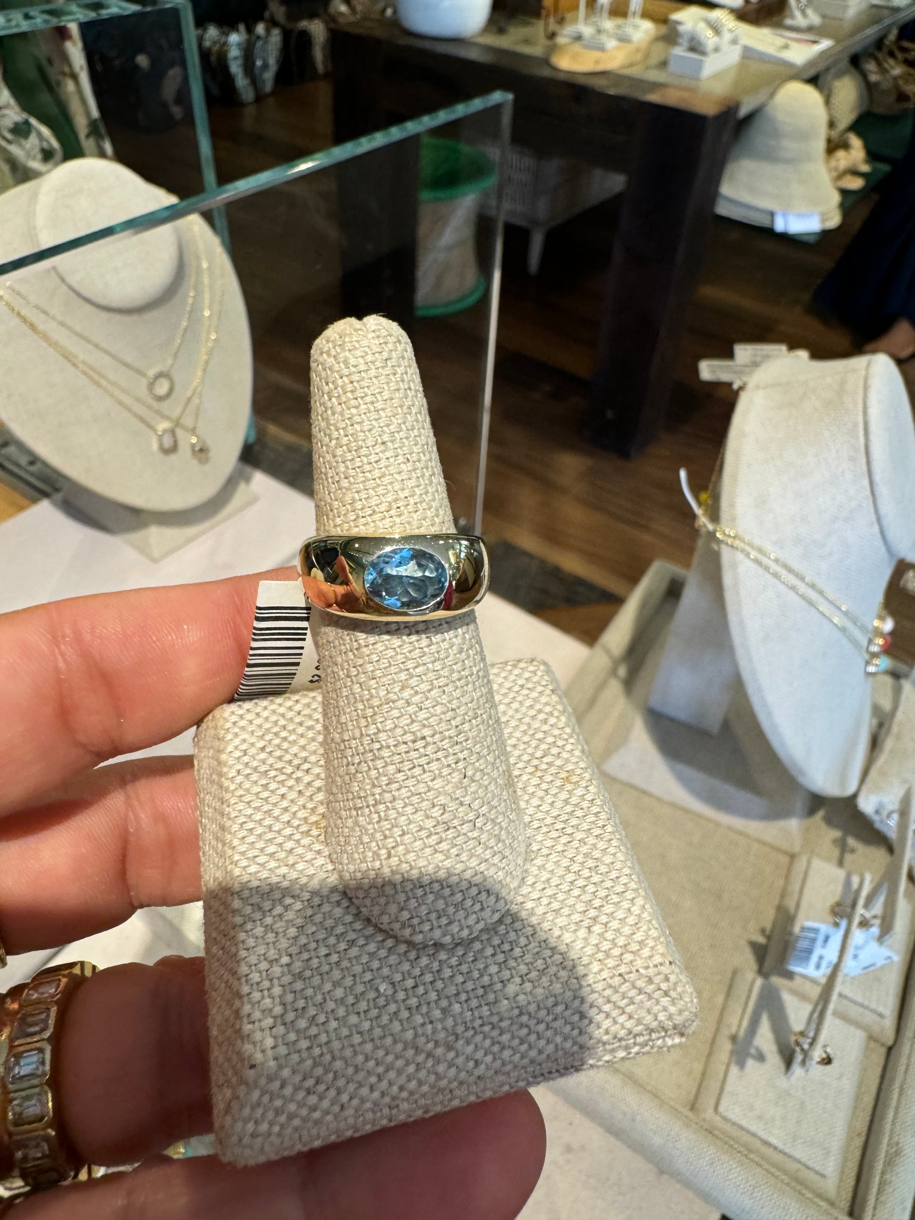 Custom Aquamarine Dome Ring