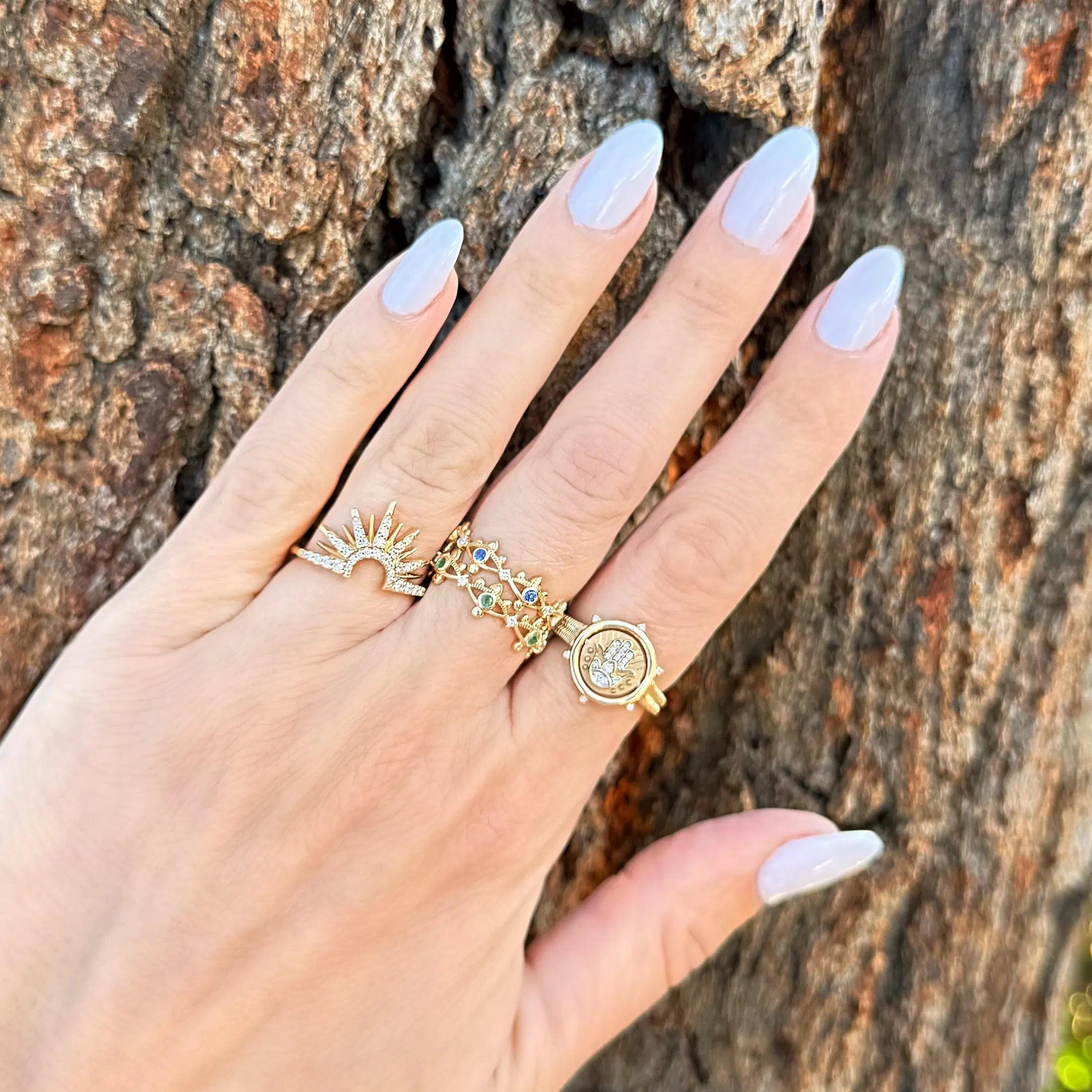 Hamsa and Evil Eye Double Sided Flip Ring