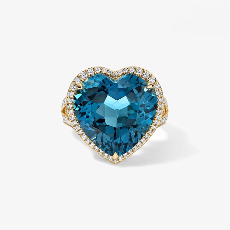 London Blue Topaz Heart Button Ring