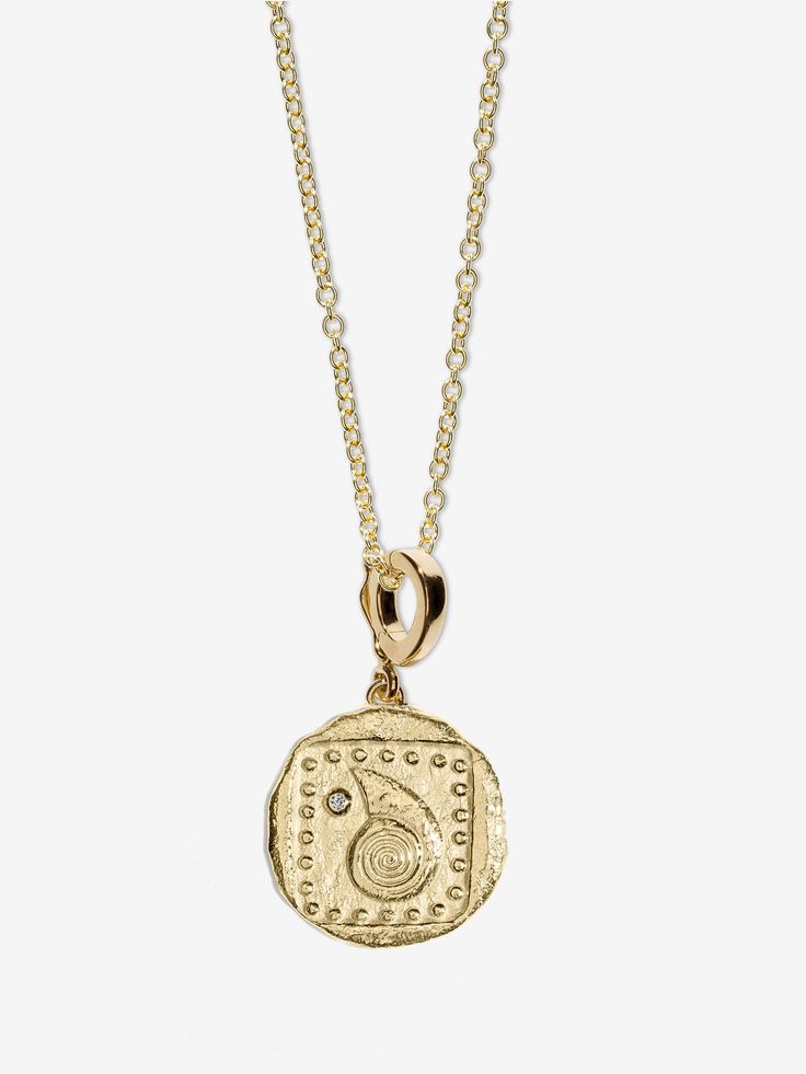Spiral Seashell Small Diamond Coin Charm