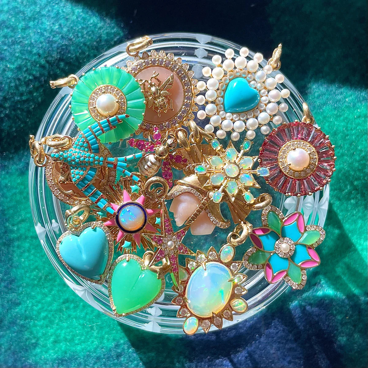 14K Gold & Turquoise Evelyn Birdie Charm