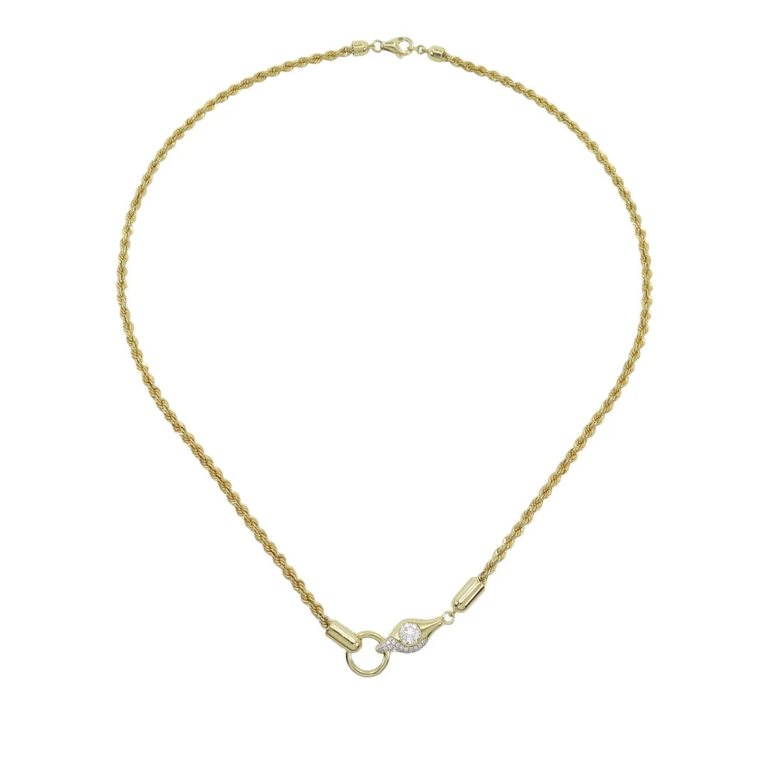 EVIL EYE Lava Rope Chain Diamond Necklace With Connector