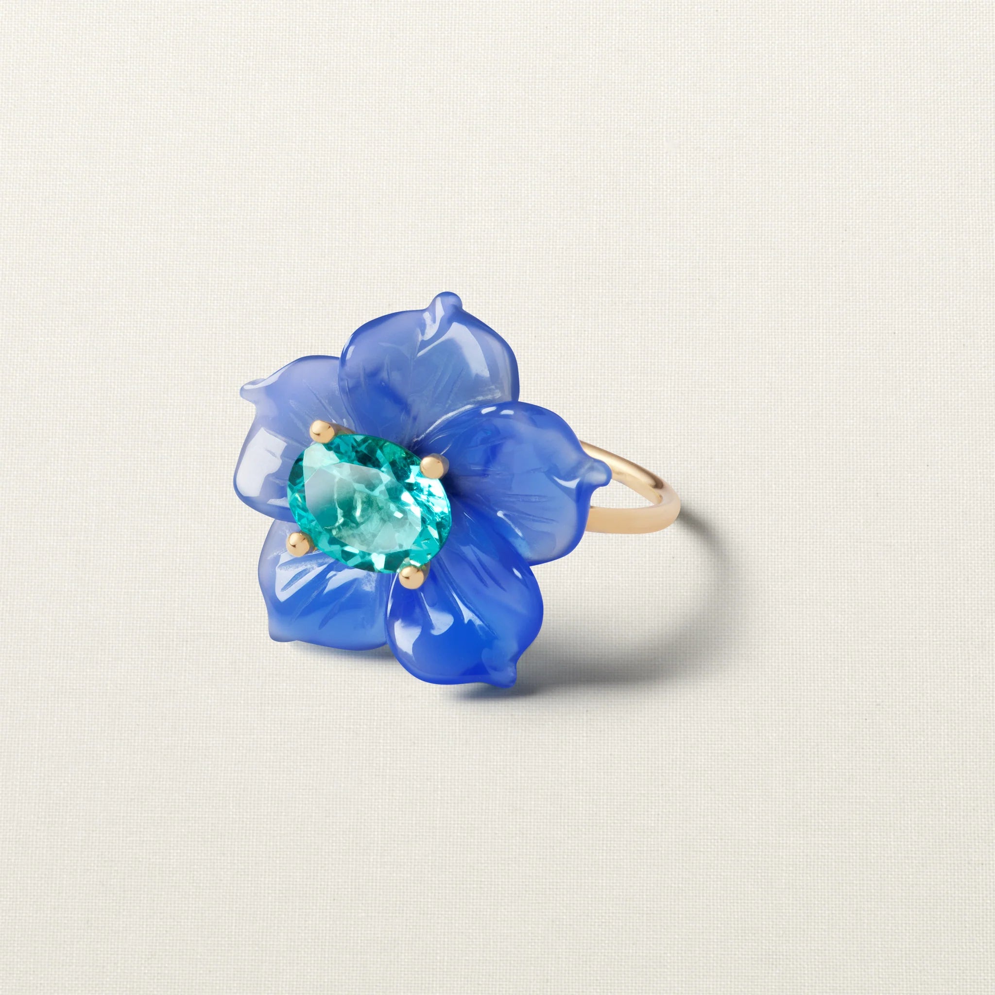Cesar Flower Ring Small Blue Agate Apatite