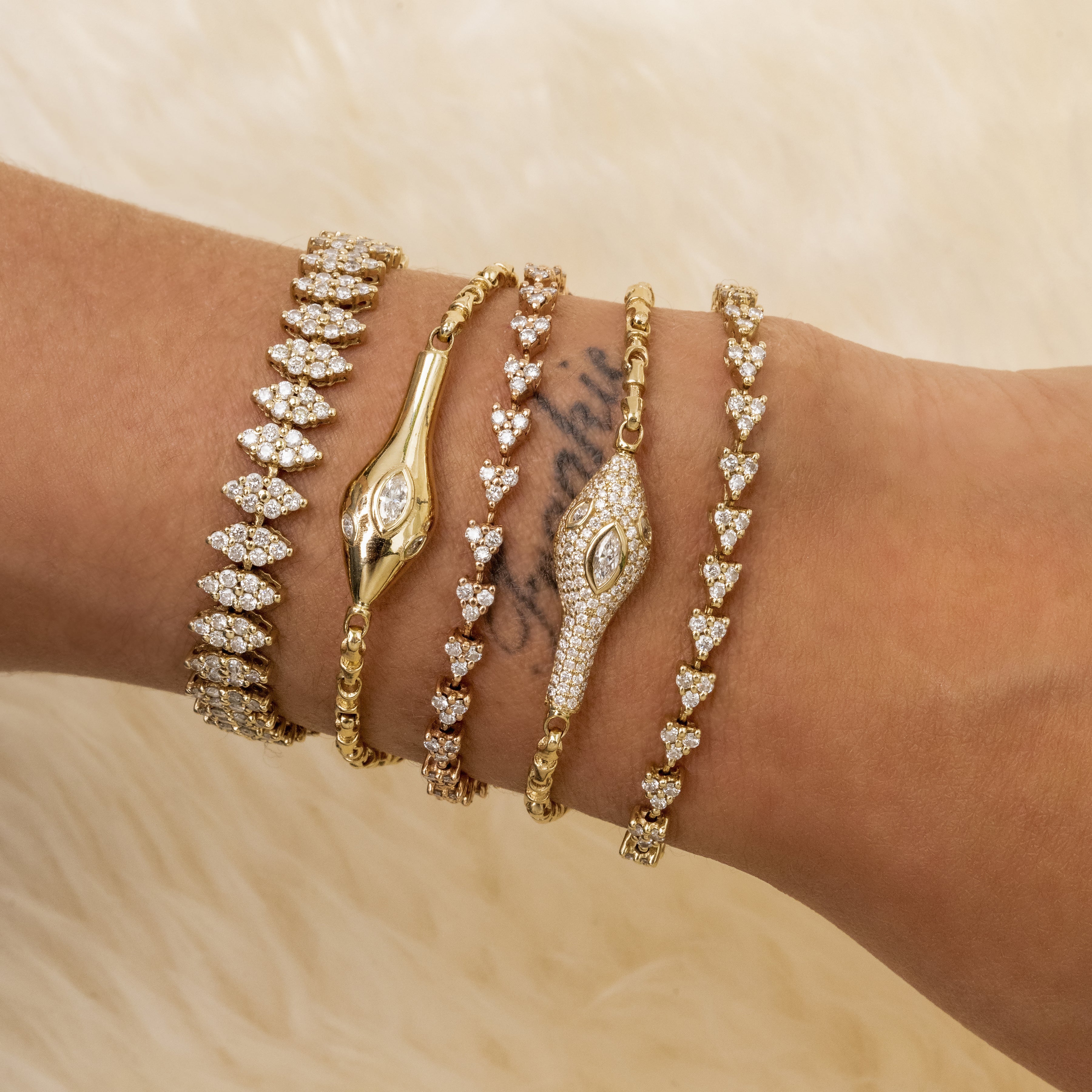 Marquise Diamond Snake Head Rolo Chain Bracelet