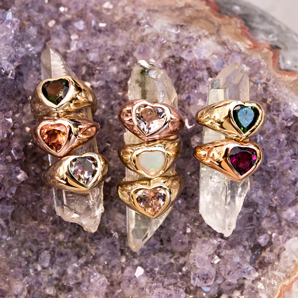 Amethyst Heart Signet Ring