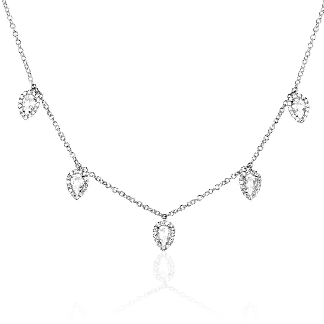 Diamond White Topaz 5 Teardrop Choker
