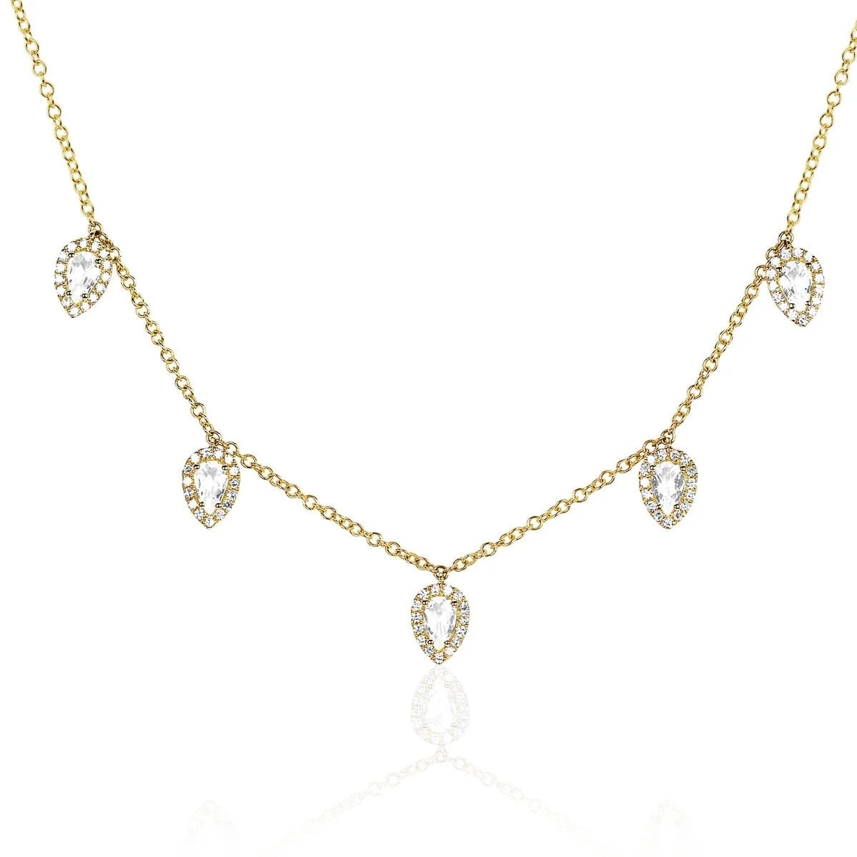 Diamond White Topaz 5 Teardrop Choker