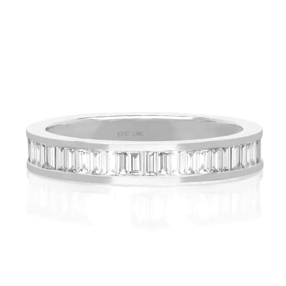 Half Diamond Channel Set Baguette Stack Ring