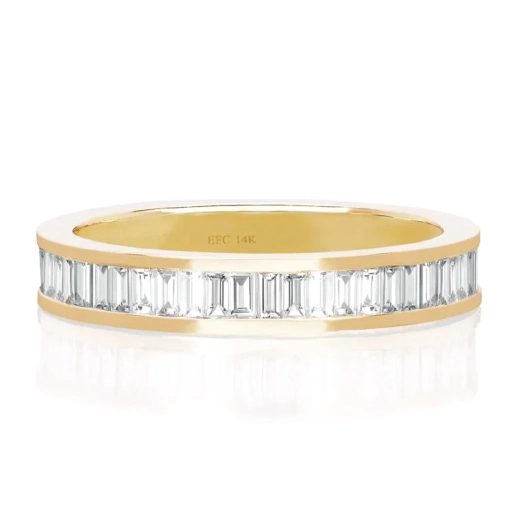 Half Diamond Channel Set Baguette Stack Ring