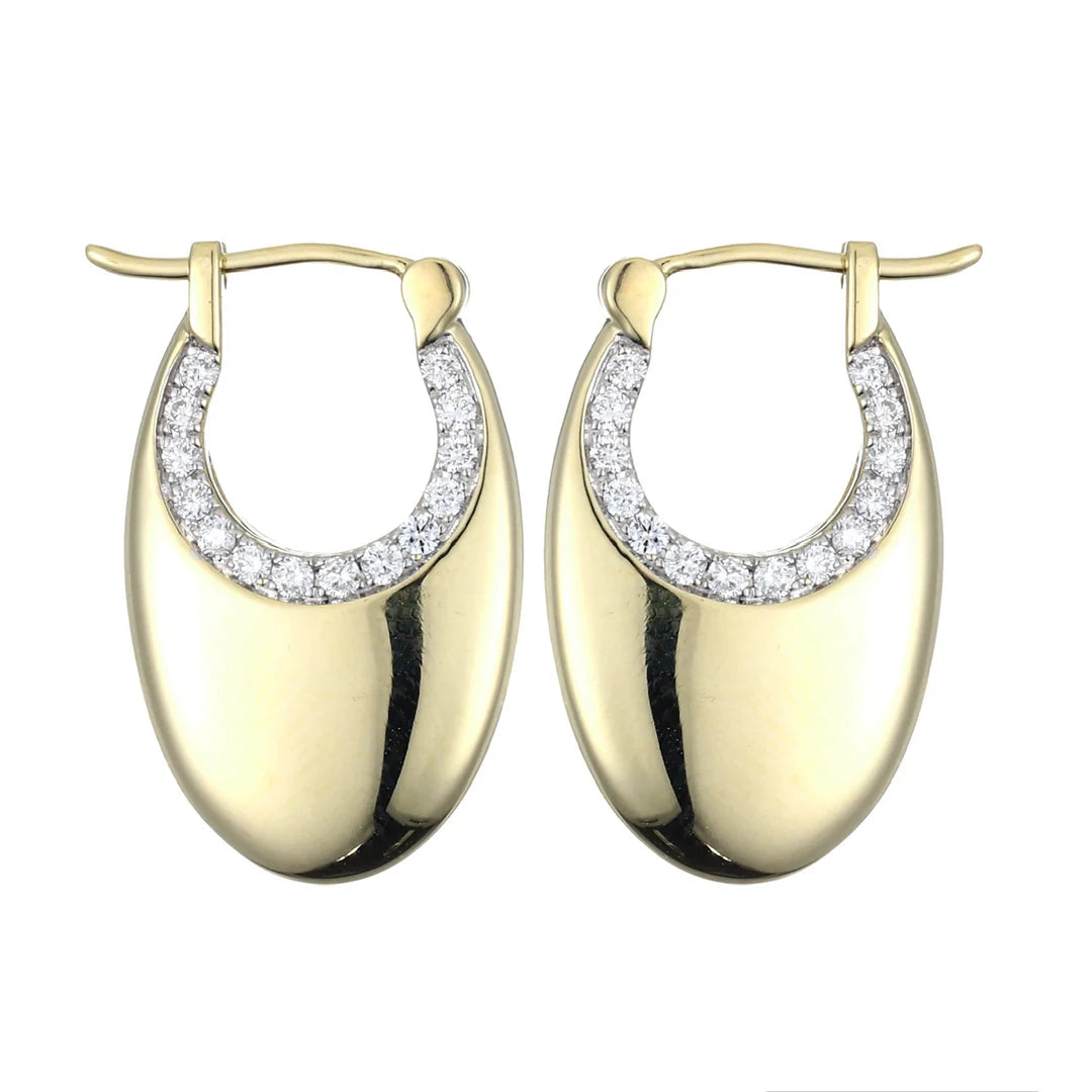 Lava Orbit Small Gold and Diamonds Hoops Earrings