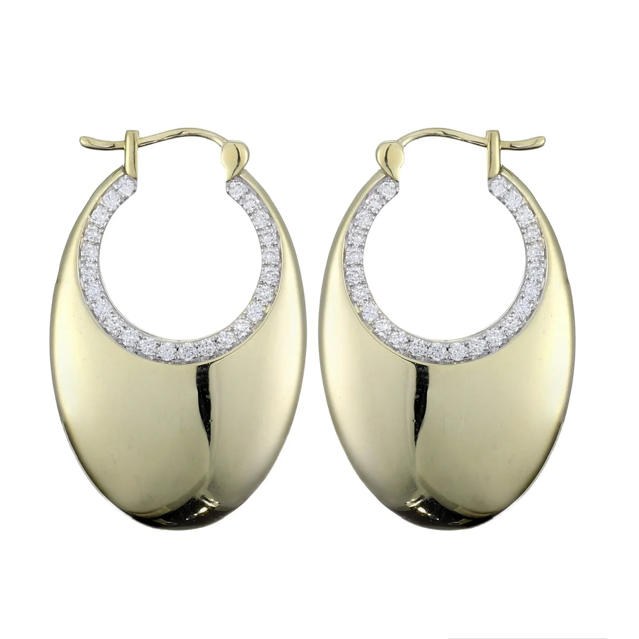 Lava Orbit Medium Gold and Diamonds Hoops Earrings