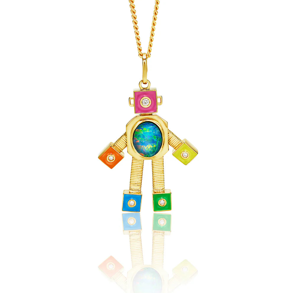 Galaxy Van Robot Maxi Pendant Diamond Opal Enamel