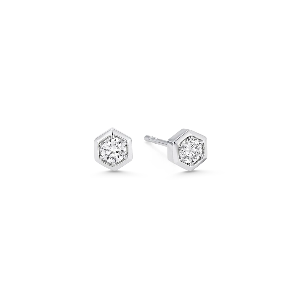 Honey Comb Gold & Diamond Petit Stud Earrings