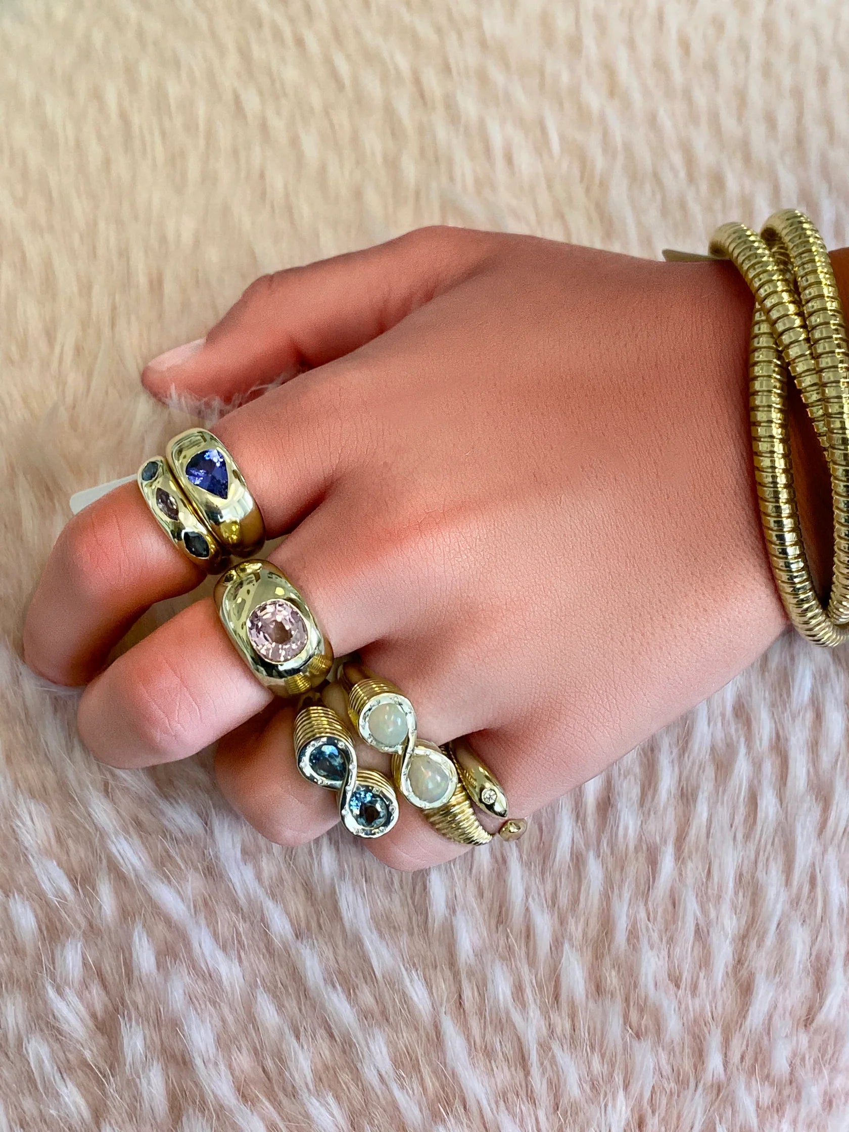 14K Yellow Gold Tanzanite Gypsy Ring