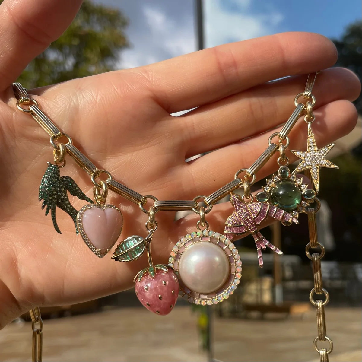 14K Gold Diamond Large Stella Charm