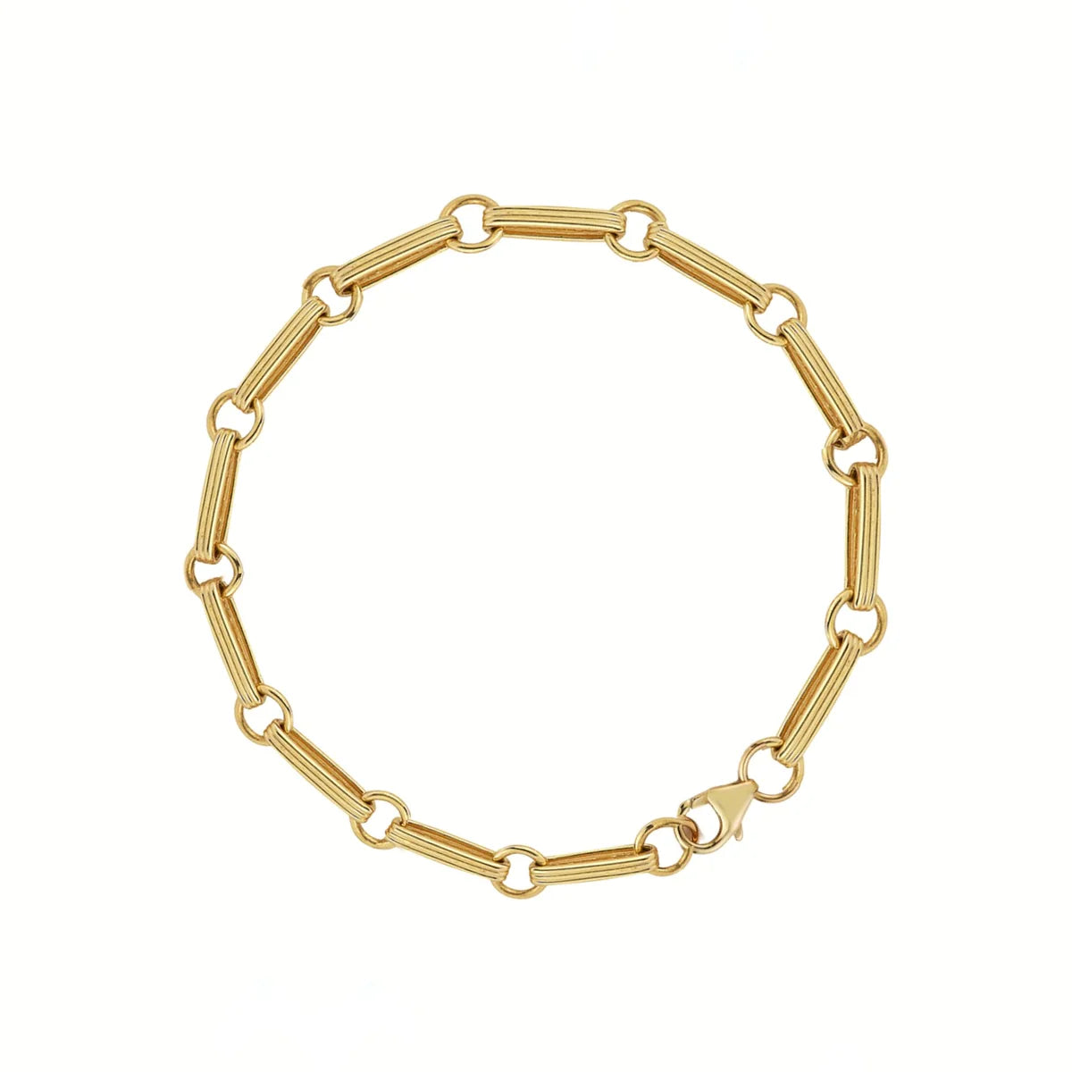 14K Gold Elongated Book Line 7" Ernie Chain Bracelet